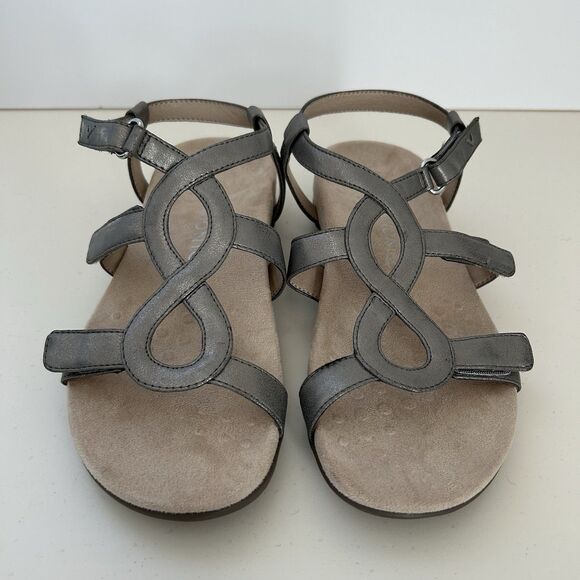 Vionic Jodie Sandals Womens Size 7 Silver Strappy Orthotic Adjustable Comfor - Picture 3 of 11
